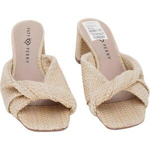 Katy Perry Tooliped Twisted Block Heel Slide Sandals Natural Women's US 9.5M